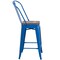 Flash Furniture High Blue Metal Counter Height Stool with Back and Wood Seat, 24", PK4 4-CH-31320-24GB-BL-WD-GG - alternate 6